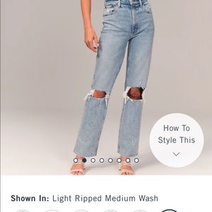 Abercrombie& fitch “The 90’s Straight ultra high rise” these are a SIZE 35 LONG.